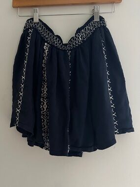 Women's Navy Embroidered Boho Skirt